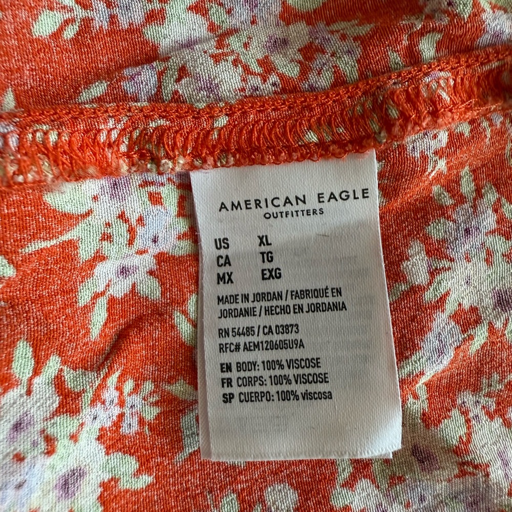American Eagle Womens Orange Floral Skater Style Mini Dress. Size XL - Picture 9 of 14